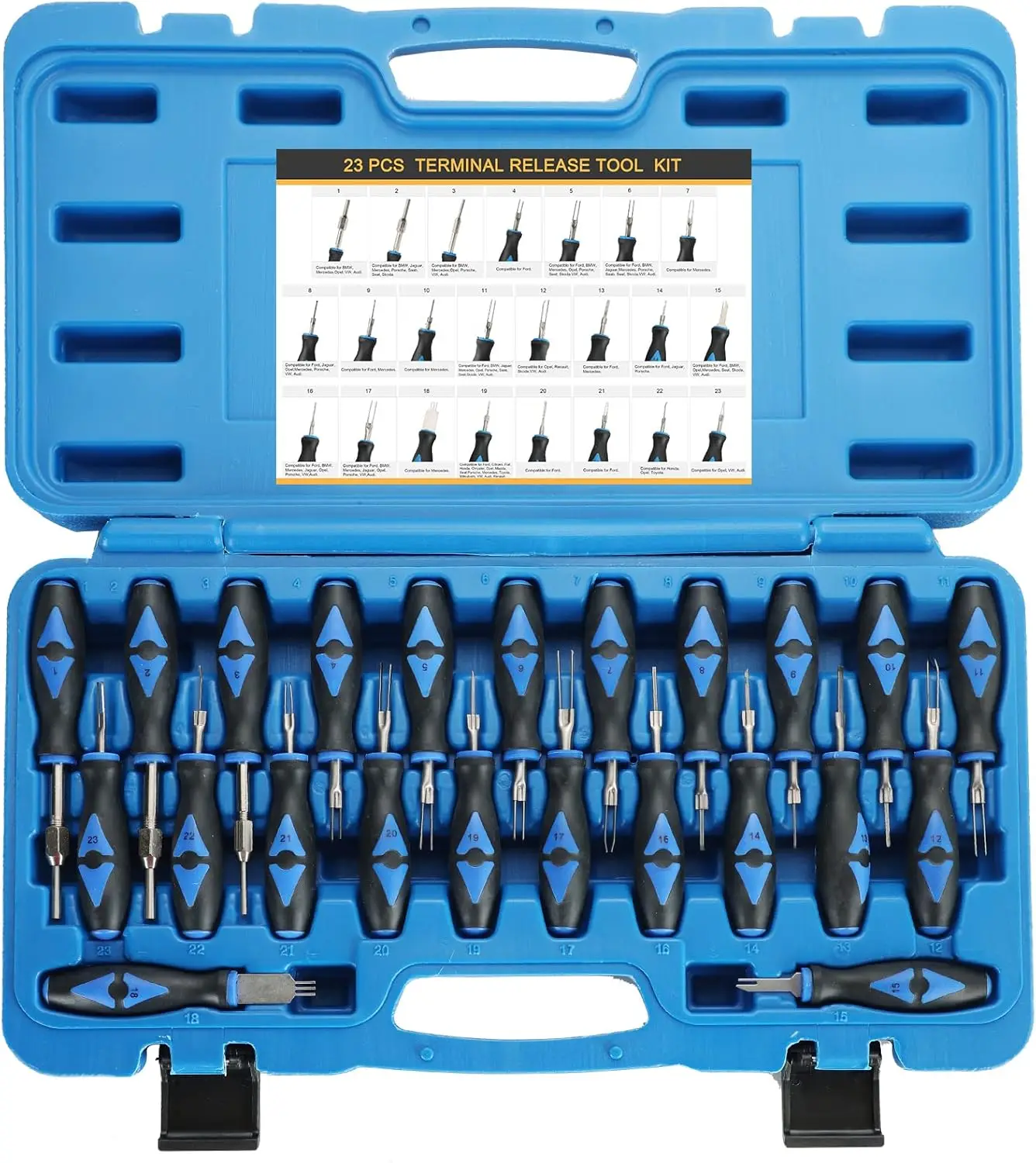 

Universal Electrical Terminal Release Kit, 23-Piece Wire Connector & Molex Pin Extractor Tool Set for Vehicles