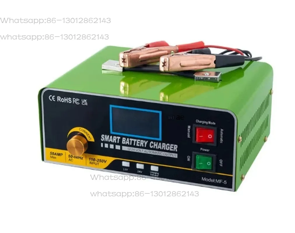 High Power Smart Battery Charger for 12V24V Car Truck Boat Forklift Battery Charge Device Intelligent Pulse Repair Charger 800W