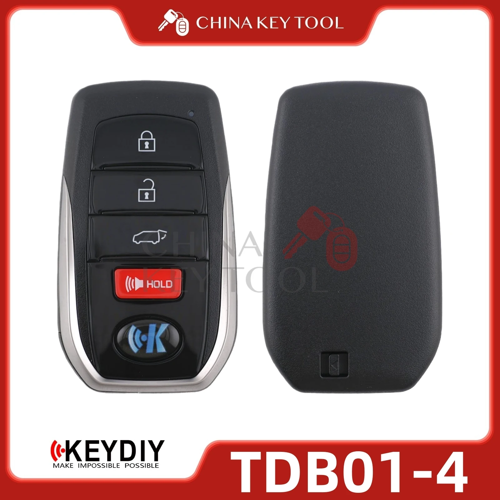

Универсальный смарт-ключ KEYDIY KD TDB01-4, 3+1 кнопки, серия TDB, совместимый с Toyota