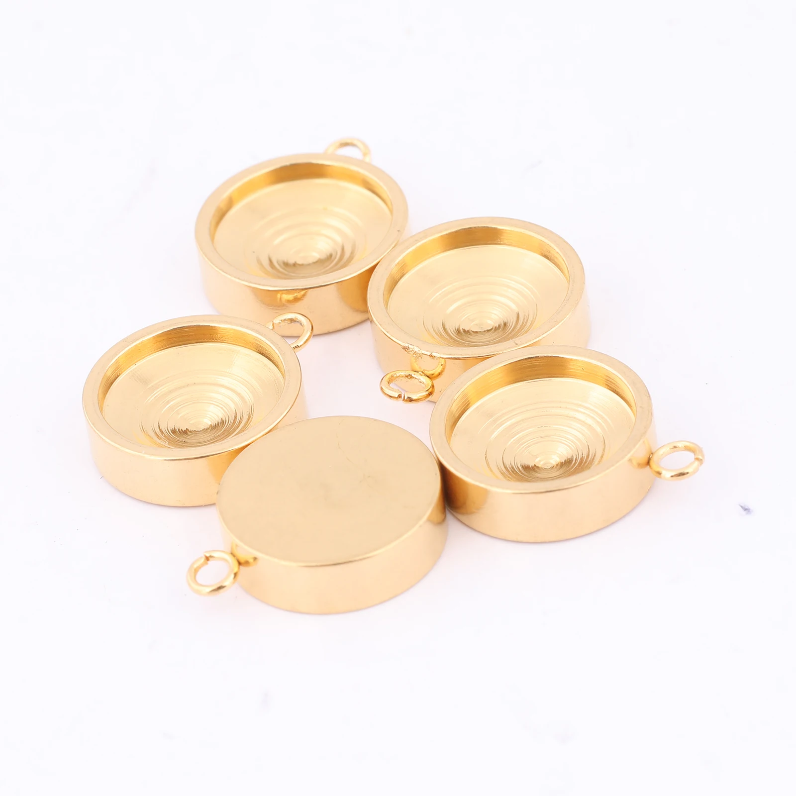 

10pcs Stainless Steel Gold Plated Fit 10mm Pointback Stone Cabochon Base Setting Trays Diy Bezel Charm Blanks