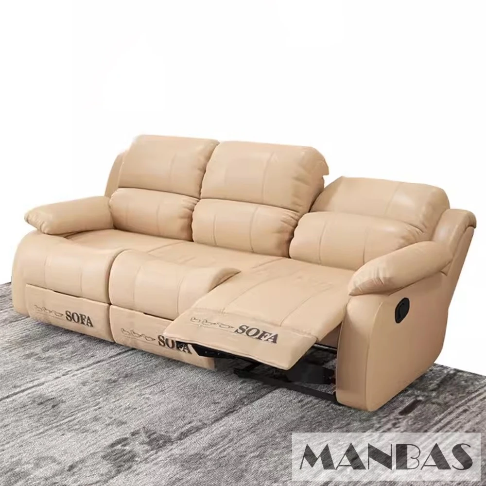 MANBAS rozkładana rozkładana Sofa z prawdziwej skóry do salonu fotel kinowy kinowa rozkładana wielofunkcyjna Sofa 1 + 1 + 3 osobowa