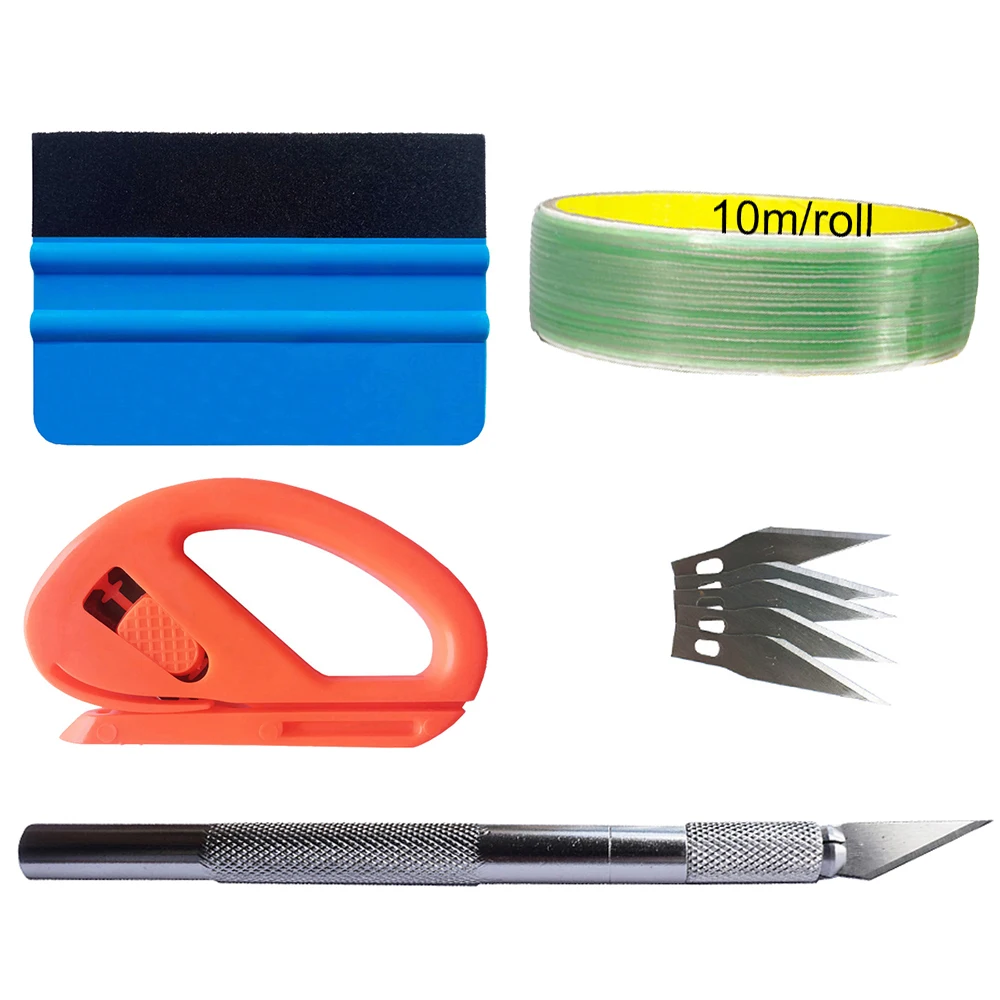 Window Tinting Film Wrapping Tool Kit Car Vinyl Felt Squeegee Glass Scraper Vinyl Cutter Utility Knife Blades Film Installation