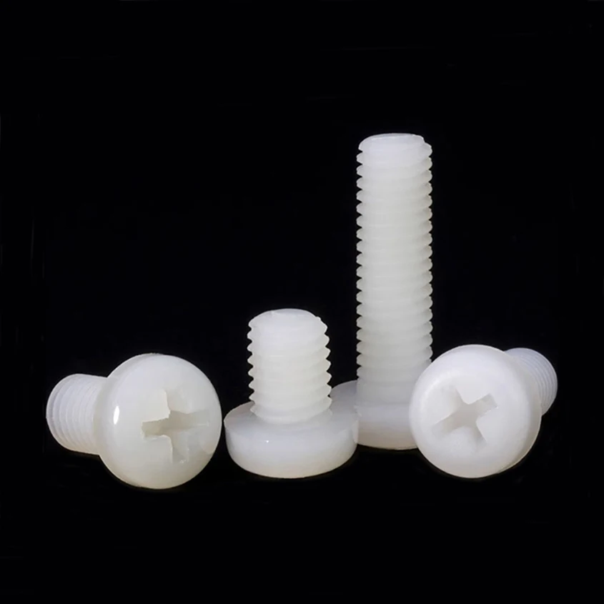 And White Nylon Plastic Cross Pan Head Screw M2 M2.5 M3 M4 M5 M6 M8 Nylon Screw Cross Round Head Bolt L=4~60mm