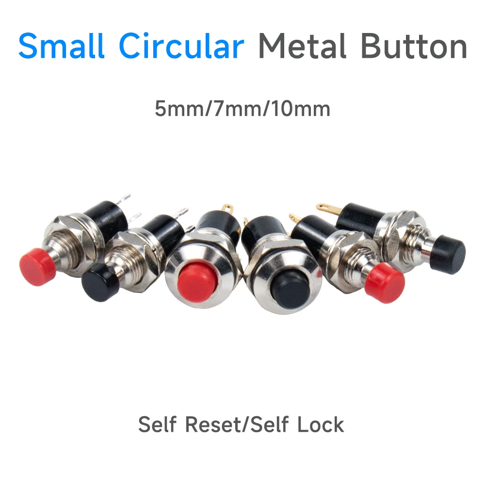 PBS-110 PB05A 5mm 7mm 10mm small circular metal button switch with self resetting self-locking point action power switch