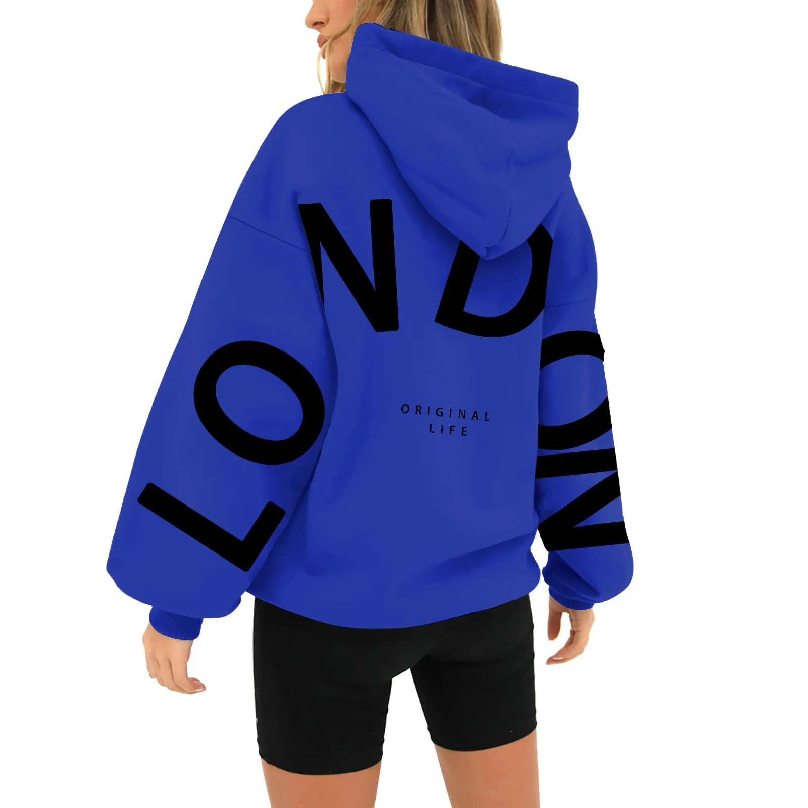 Hoodies Women's Letter Printed Long Sleeved Hooded Pullover Fashion Loose Autumn Winter Sweatshirt High Street Trendy Clothing