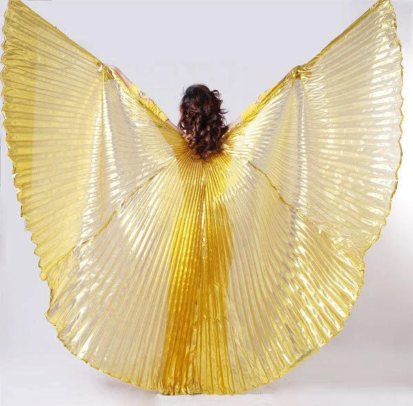 Style Professional Belly Dance Transparent Fabric Isis Wings Gold Colour