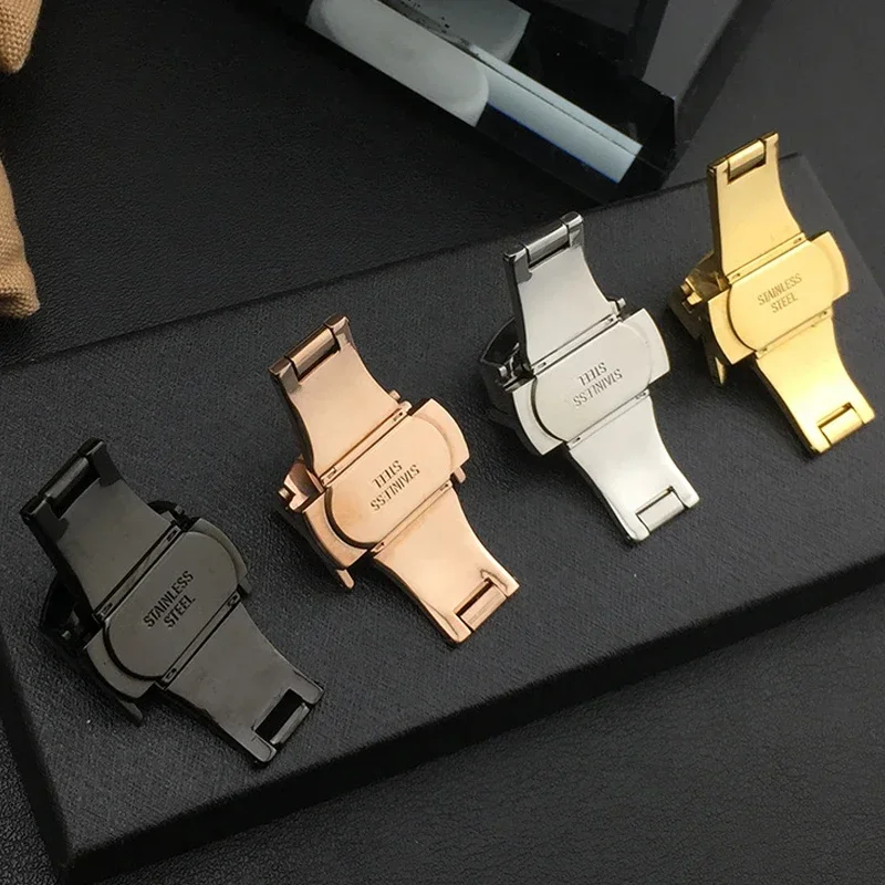 Stainless Steel Strap Buckle for IWatch 7 Leather Belt Clasp Metal Butterfly Buckle Wristband Button 10/12/14/16/18/20/22mm