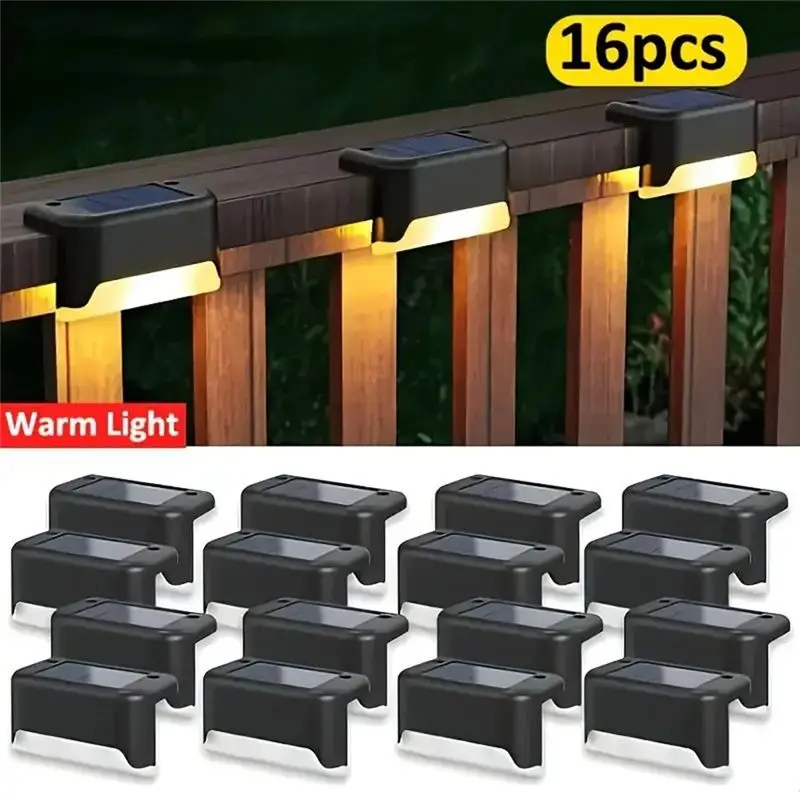 A04G-Solar Ledstep Outdoor Deck Lights 16-Pack Suitable For Balconies Terraces Stairs Fences Lanes Commercial Street Lighting