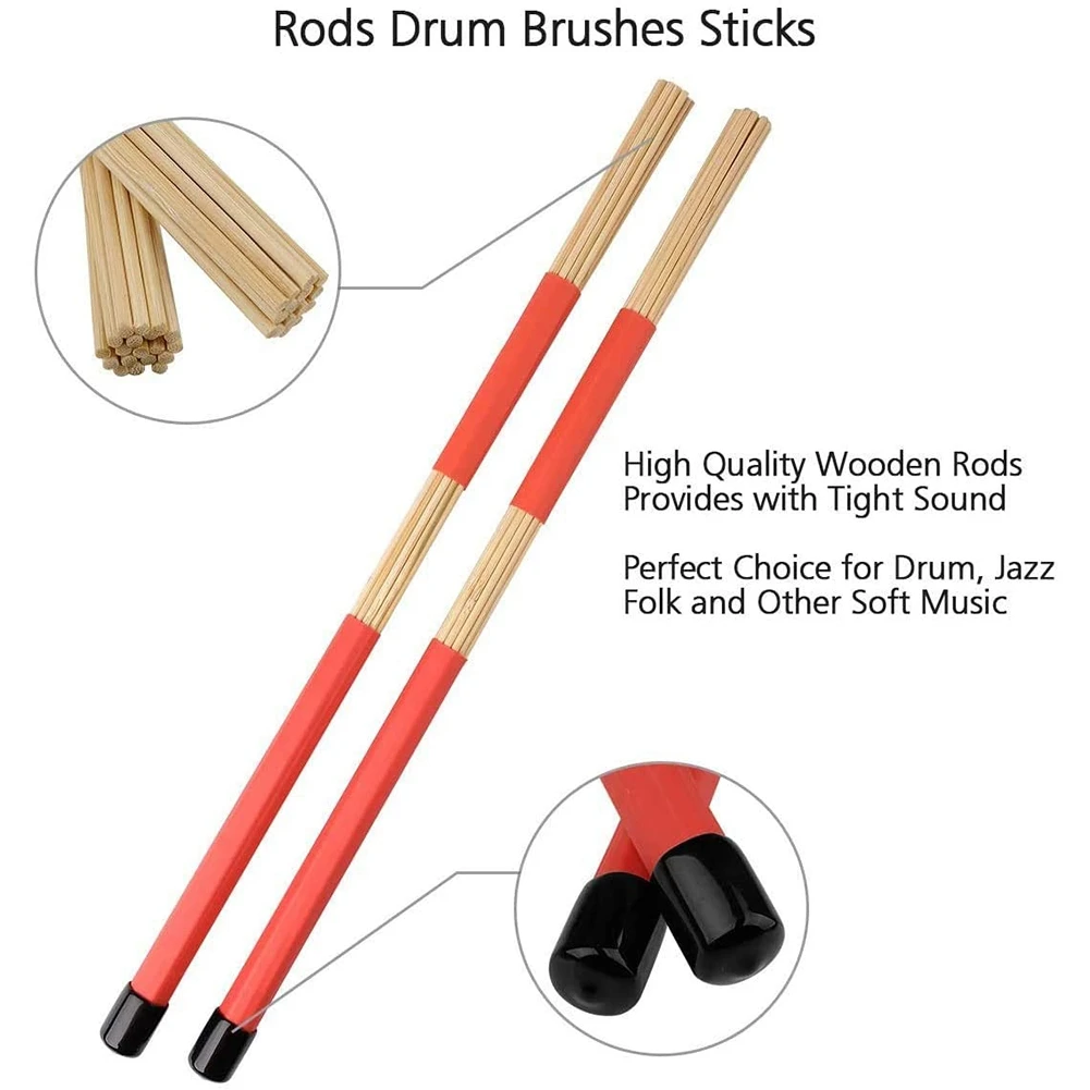 

BABP Drum Sticks Set,5A Maple Wood Drum Sticks,Drum Rods Brushes,Retractable Drum Wire Brushes,Drum Dampeners with Bag