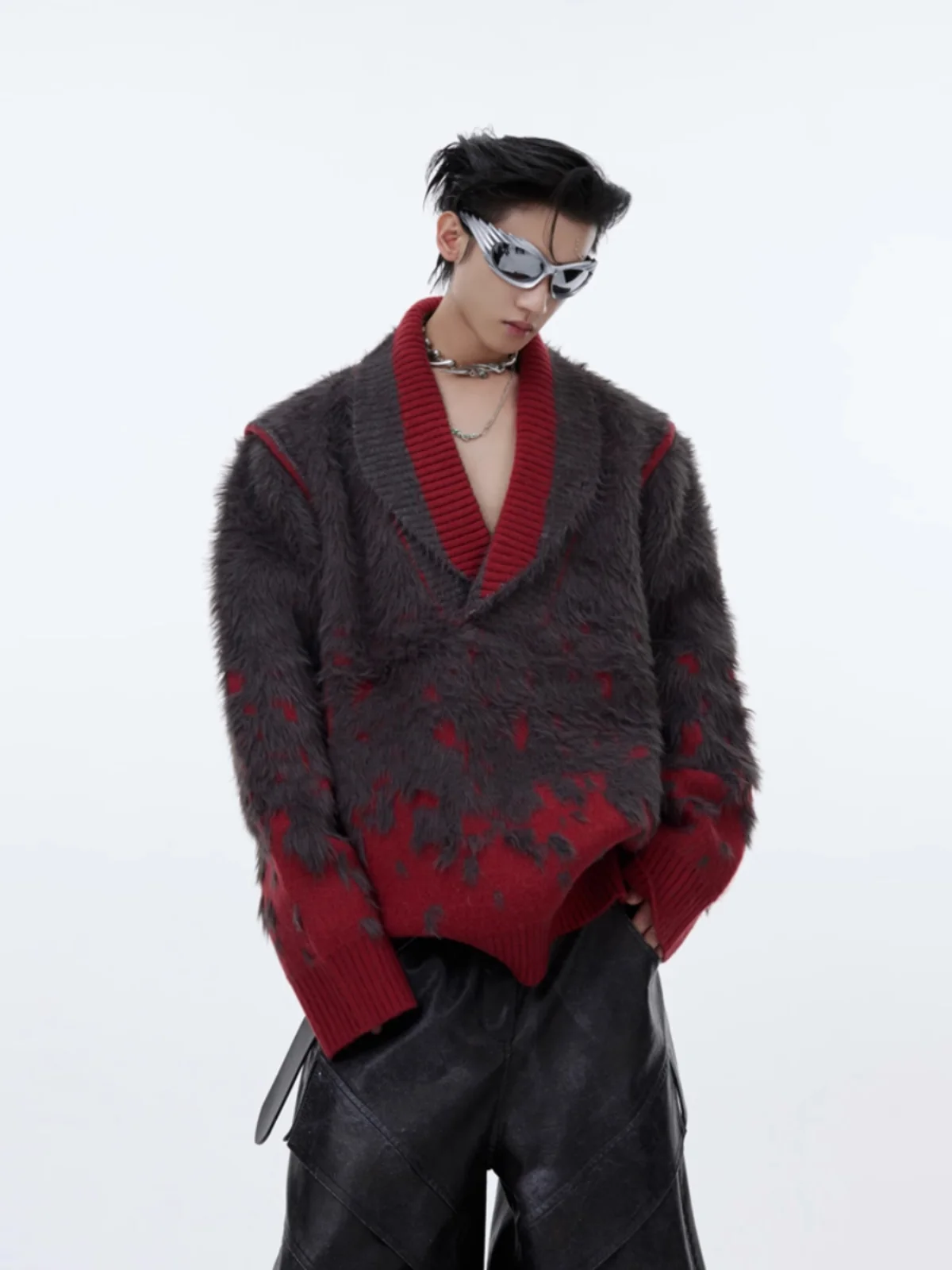 

Новогодняя модная вязаная кофта с V-образным вырезом для мужчин – стильный длинный свитер с круглым вырезом