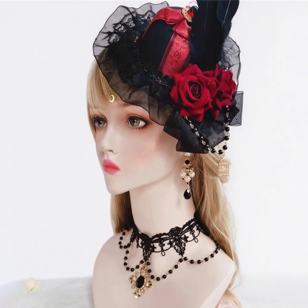 Collar gótico Lolita KC serie Diablo Notre Dame Apollo Sun Punk Rosa perla encaje collar de cadena de clavícula para Halloween