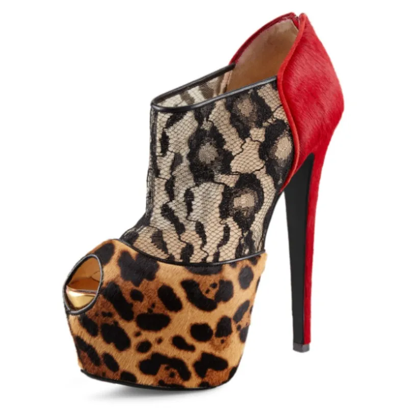 

DIZHUANG Sexy women's high heels. Multi colored single shoes. About 15cm heel height. Peep toe pumps. Fashion show banquet shoes