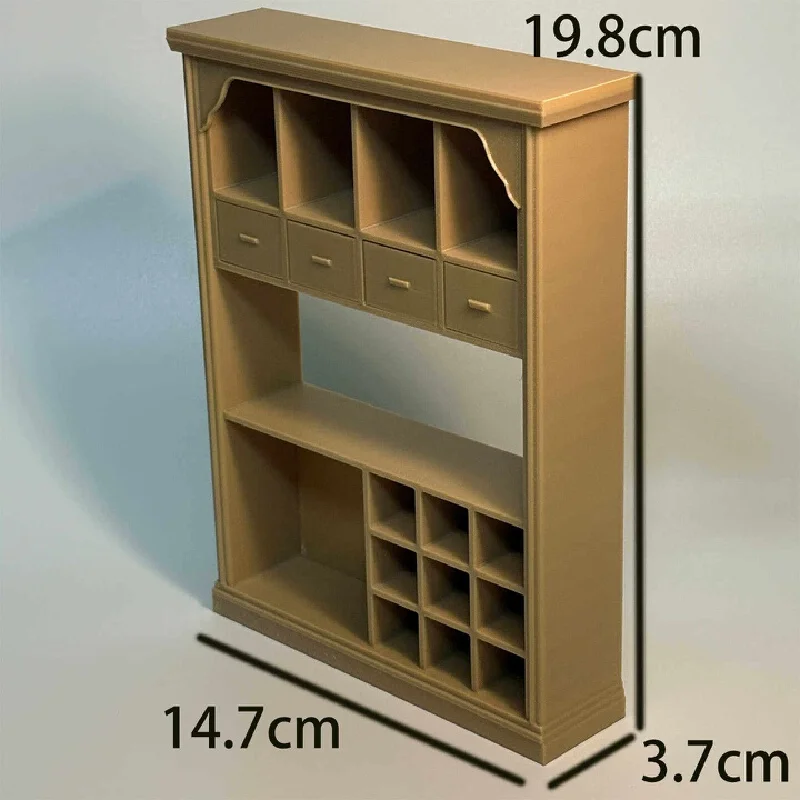 Generic 1:12 Miniature Retro European Sideboard With Drawers Shelves Dollhouse Furniture Accessory For Figma Mecha Girl Figures