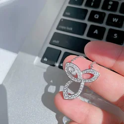 Fashion 925 Sterling Silver Pendant Necklace Diamond stone Unique Wedding Fine Jewelry With 45cm Chain