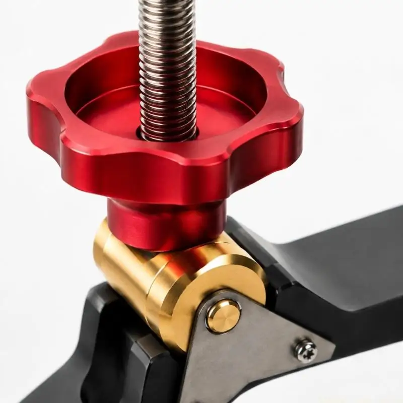 A2BE DIY Woodworking Hold-Down Clamp with Insertable Cylindrical Base, Opposing Supports and Hand-Turn Adjustment for Sanding