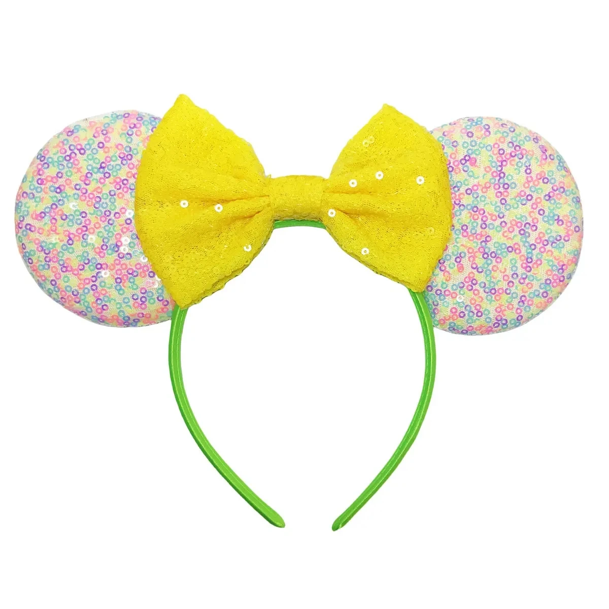 Ziming Mixed Colors Mouse Ears Headband For Girls Shinny Sequin Bow Hairband Festival Party Cosplay DIY Hair Accessories