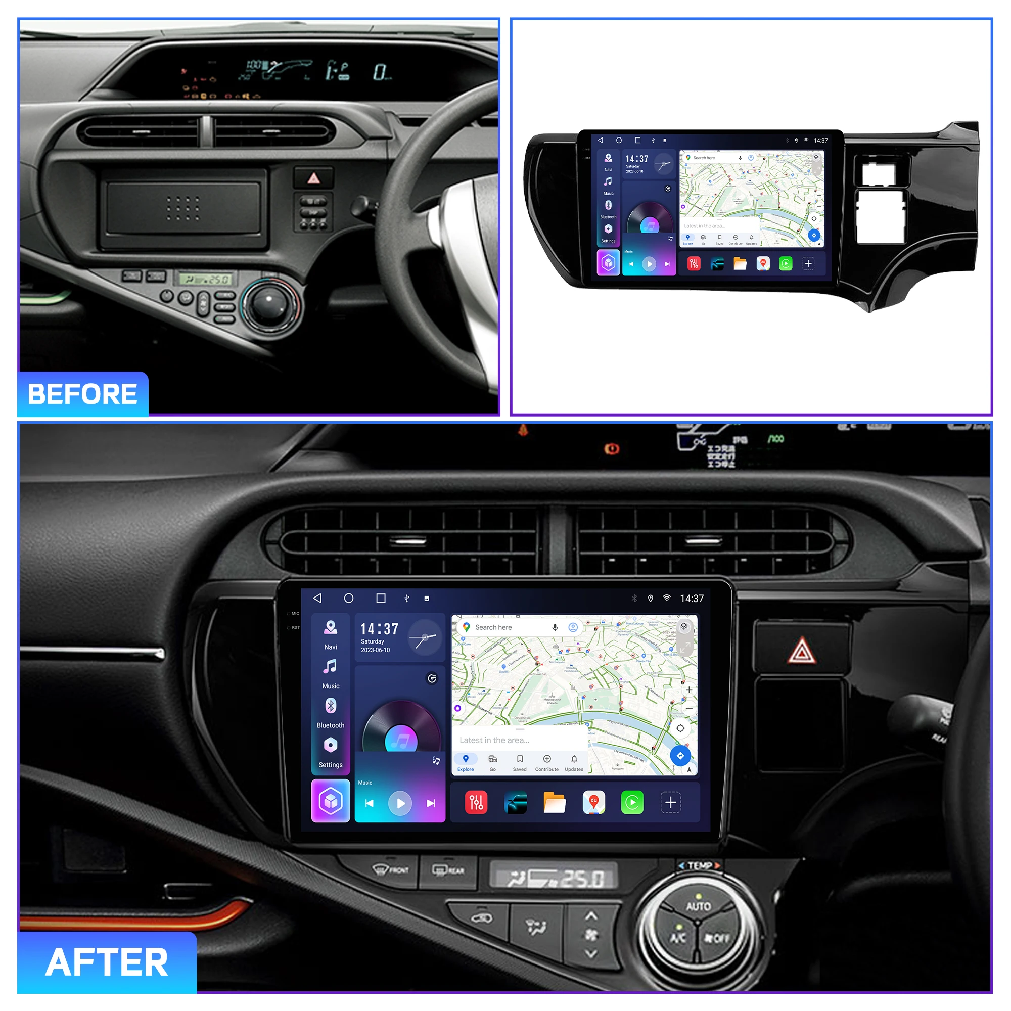 Penhui Android Car DVD Player Screen for Toyota Aqua RHD 2011 - 2017 Audio Video 2 Din DSP  Bluetooth  Carplay