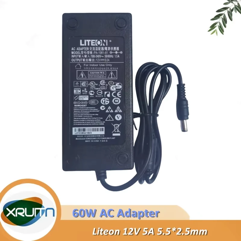 

PA-1061-71 PA-1061-81 Liteon 12V 5A AC Adapter Charger 60W Power Supply 5.5*2.5mm Original