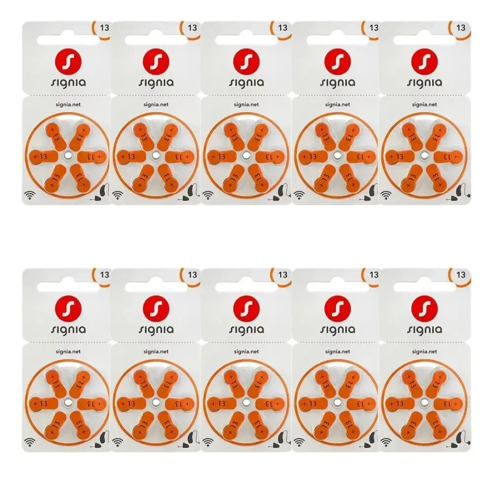

Батарейки Signia 13/P13/PR48 Zinc Air для слуховых аппаратов, 60 штук, высокопроизводительные батарейки для BTE-устройств, прямая поставка