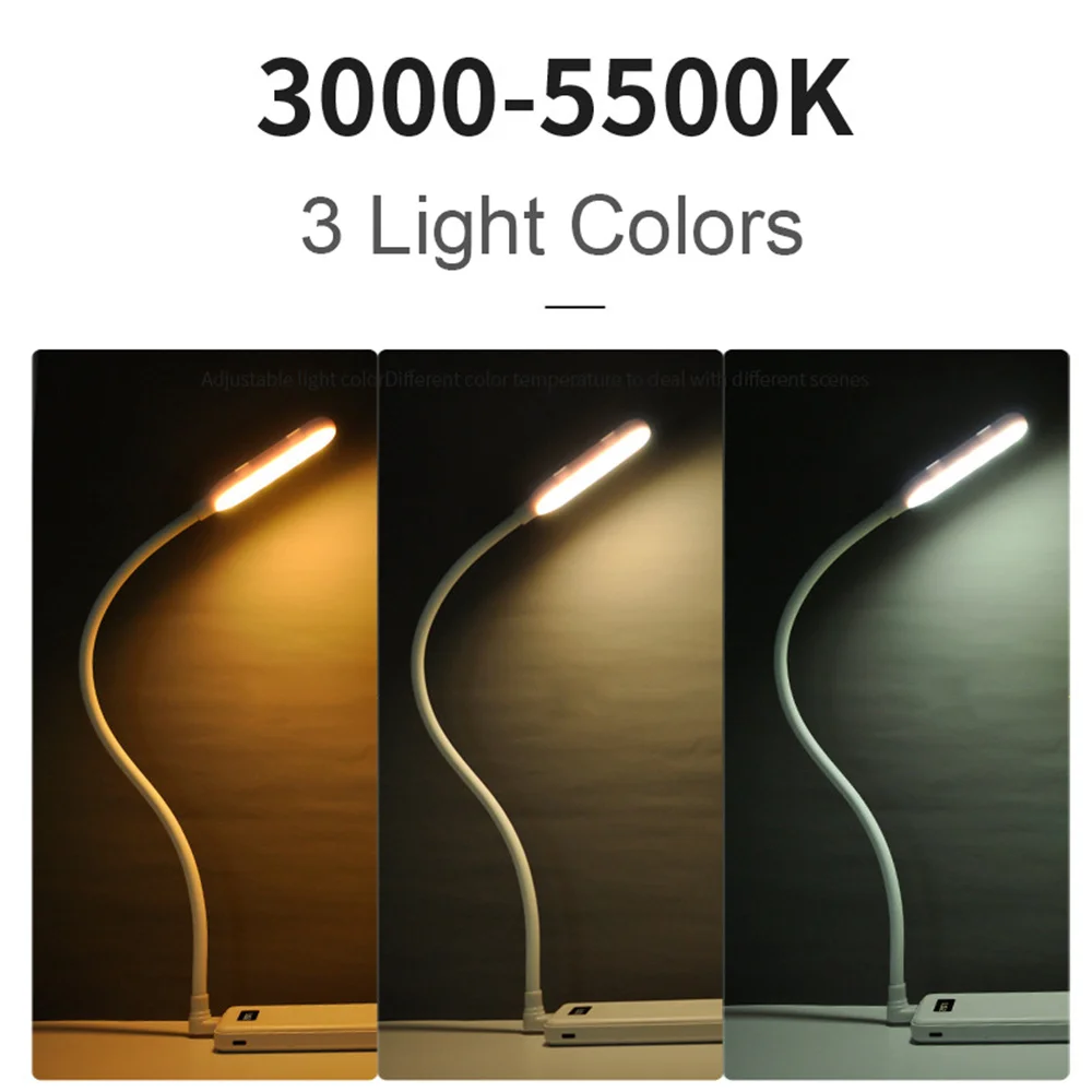 Neues Design, USB-Nachtlampe, 3-flammige, dimmbare, flexible Hals-Leselampe, gebogene Füße für Laptop, Notebook, Nachttisch