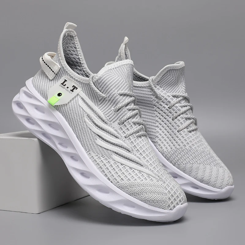 

Дышащие мужские кроссовки, легкие мужские повседневные кроссовки, однотонные, гибкие, нескользящие, удобные прогулочные туфли с мягкой стелькой