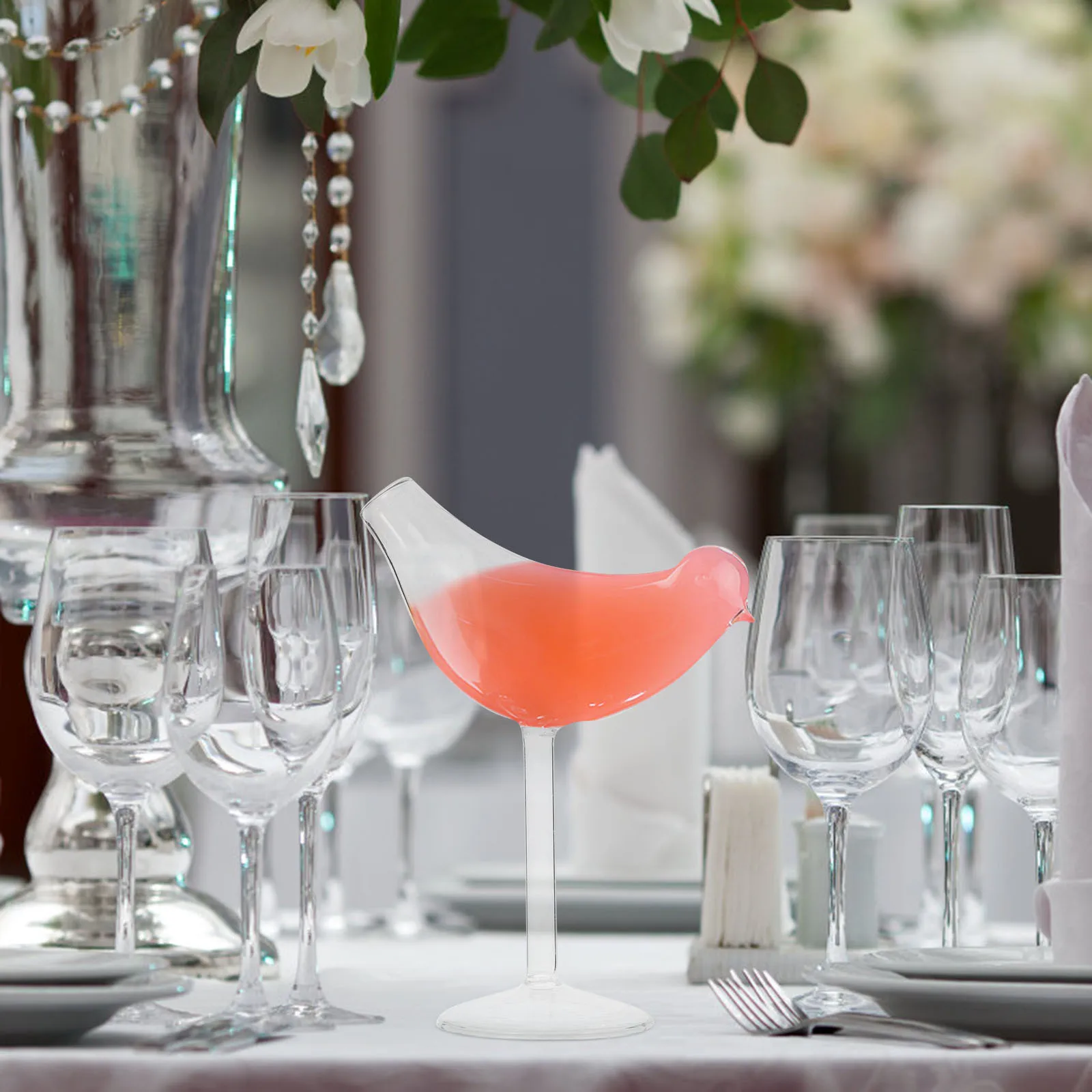 

4 Pcs Unique Bird Form Cocktail Glasses Transparent Glass Wine Cup Set for Party Bar Drink Container Goblet