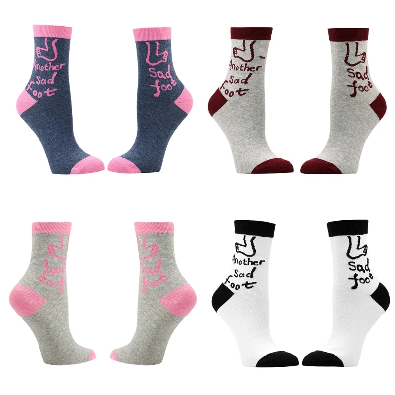 

Women Men Harajuku Cotton Socks Funny Sad Foot Skateboard Hosiery