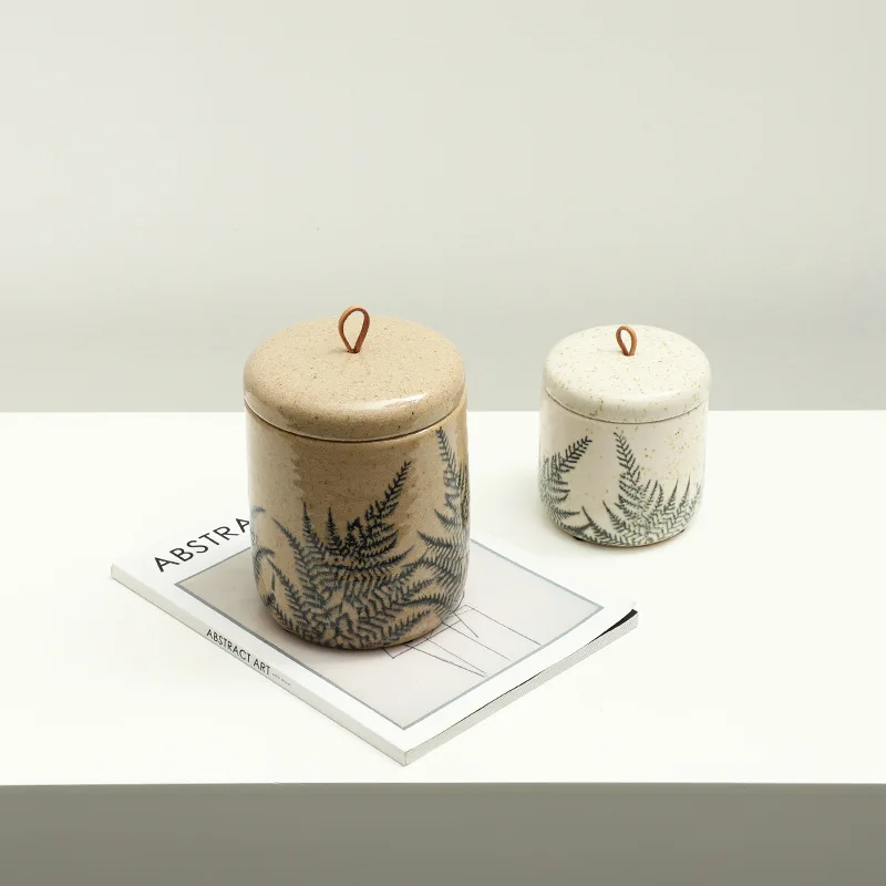 Modern minimalist ceramic storage jar with lid,kitchen sealed storage of coffee sugar and tea suitable,Nordic style home decor