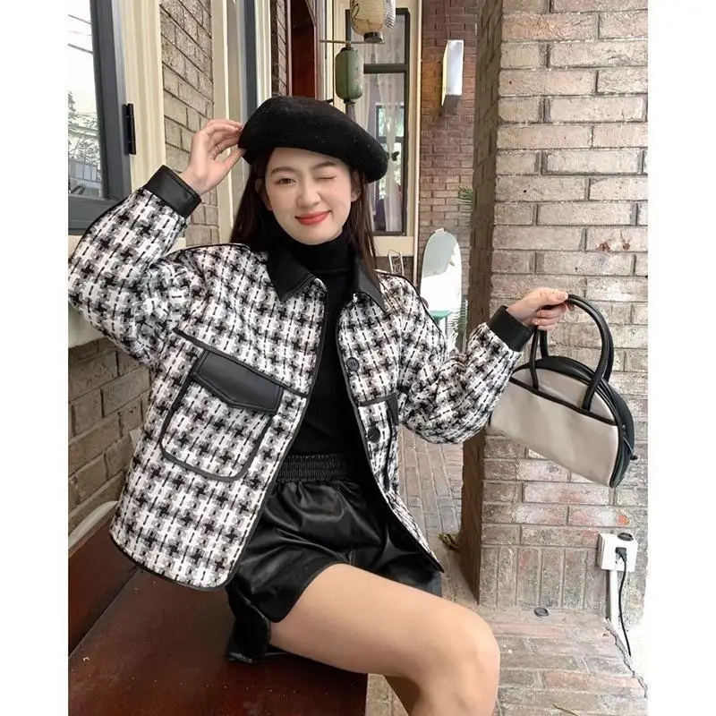 Tweed Jacket In White Womens Winter Corduroy Turndown Silhouette Vintage Professional Embellished Slim-Fitting Minimalist Gentle