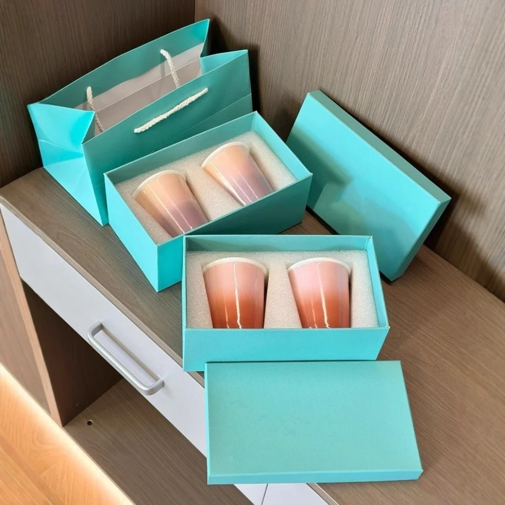 الفاخرة السيراميك القهوة الجاموس كوب حليب يده سميكة مكافحة السمط تقليد ورقة كوب الرياضة في الهواء الطلق كوب ماء التدرج اللون