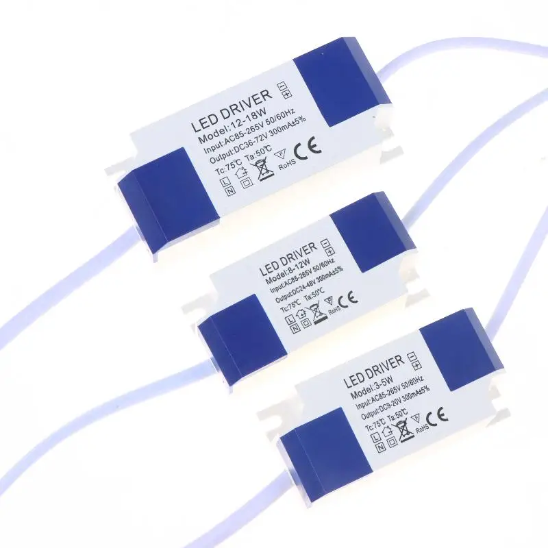 New 1Pc Lighting Transformer 85-265V Constant Current Non-Isolated External LED Driver 1-3W 3-5W 4-7W 8-12W 12-18W 18-24W 24-36W