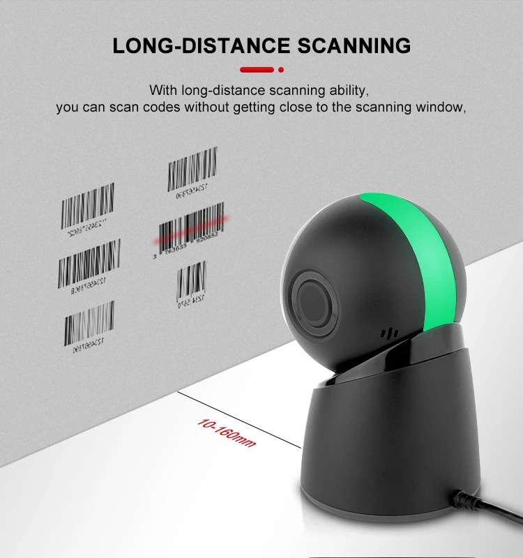 Holyhah Desktop Barcode scanner 2D all-round automatic sensing data matrix reader supermarket usb barcode reader 1D 2D QR code