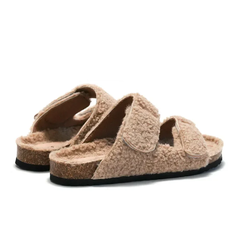 

2024 Ruizu Autumn and Winter New Women's Softwood Slippers Wearing Women's Suede Thermal Sandals Outside Beach Shoes for Male