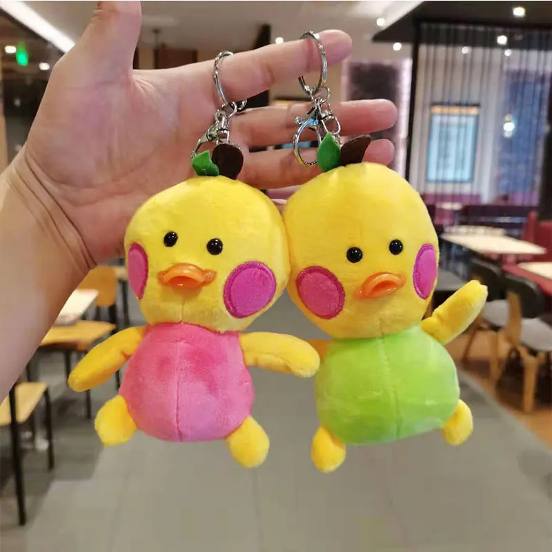 12cm neue Cartoon niedlichen Hyaluron säure kleine gelbe Ente Plüschtiere weiche Stofftiere Schlüssel bund Anhänger Kinder tasche Anhänger Puppe