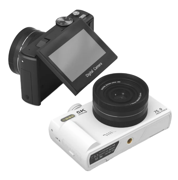 China Manufacturer 180 Degree Flip Screen Autofocus 5K Digital Camera with 75MP WiFi for Vlogging on YouTube Tiktok