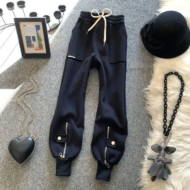 

Sweatpants Women Fashion Black Joggers 2023 New Bottoms Zipper Pocket Casual Streetwear Trousers Pantalon Femme Y2k Clothes