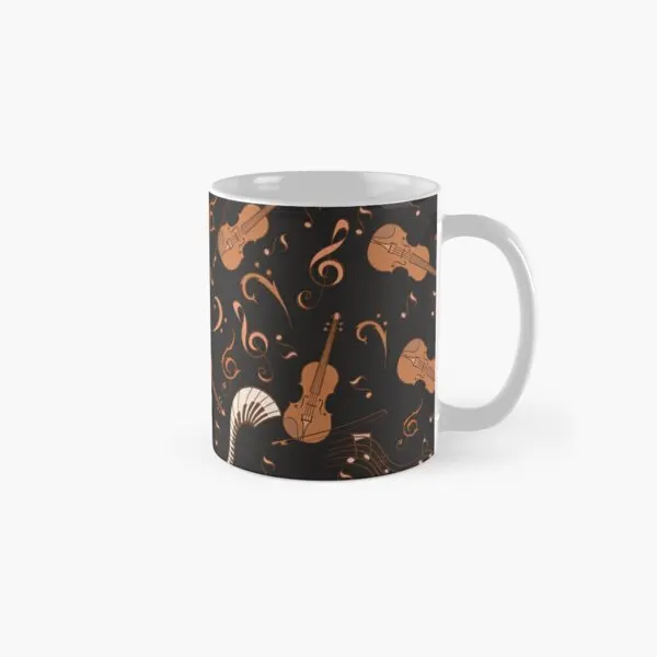 Violin Retro Art Classic  Mug Simple Drinkware Handle Round Printed Picture Image Gifts Coffee Photo Tea Design Cup