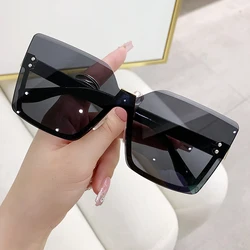 Rimless Sunglasses Women Trendy Vintage Oversized Luxury Lady Shades Eyewear Fashion Design Sun Glasses Brand Gafas De Sol