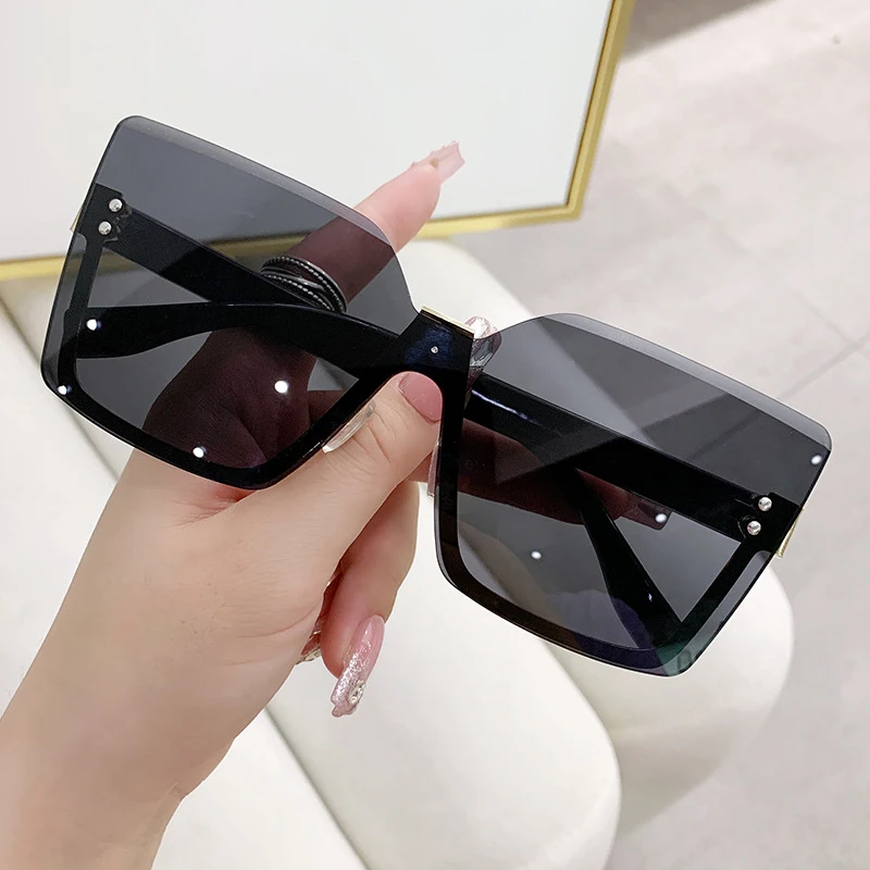 Okulary przeciwsłoneczne bezramkowe damskie modne Vintage ponadgabarytowe luksusowe Lady odcienie okulary Fashion Design okulary przeciwsłoneczne marki Gafas De Sol