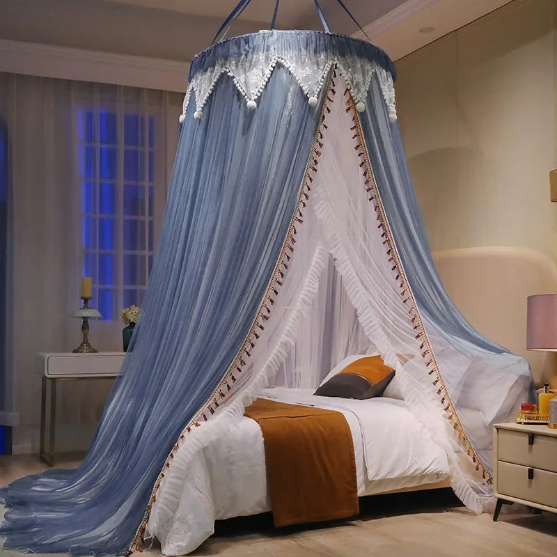 Extravagant Upgrade Double Layers Mosquito Net Bed Valance Curtain Canopy Round Netting Tent for Home Decor Princess Style