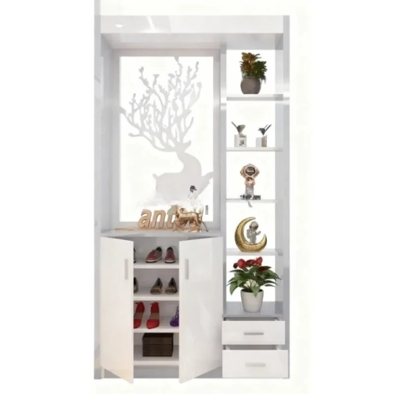 

Modern White Painted Entrance Partition Shoe Cabinet Foyer Decor Screen Living Room Decor Cabinet High Quality Durable Stylish