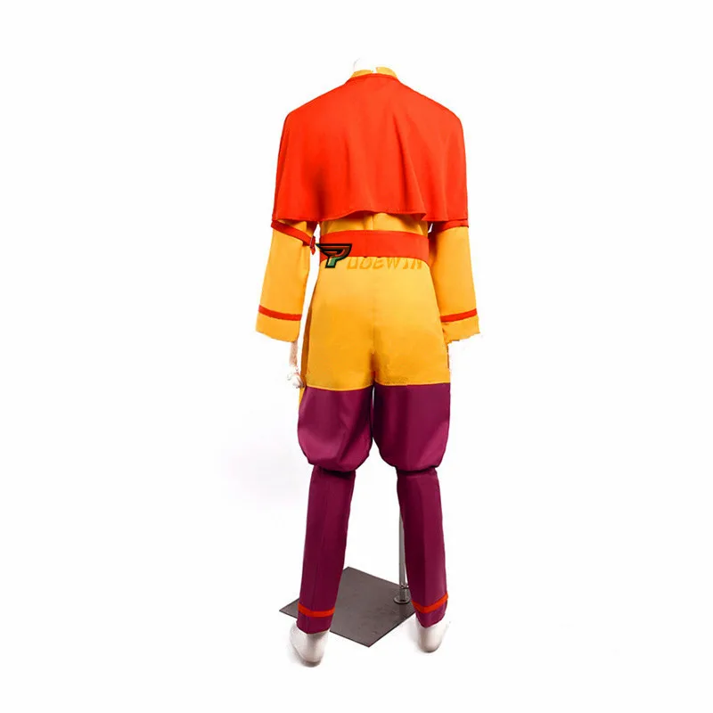 Avatar The Last Airbender Avatar Aang Cosplay Costume Adult Red Cloak Yellow Jumpsuit Outfits Halloween Carnival Suit