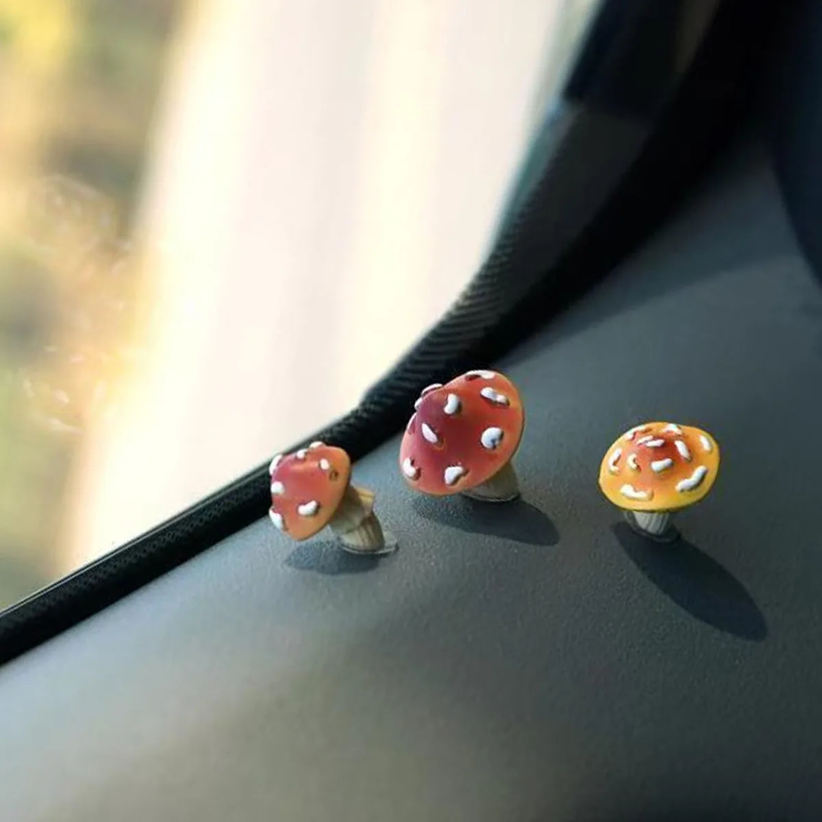 Cute Mushroom Rabbit Mini Figurine, Car Dashboard Decor Ornament for Center Console, Screen, Window, or Door Side Display