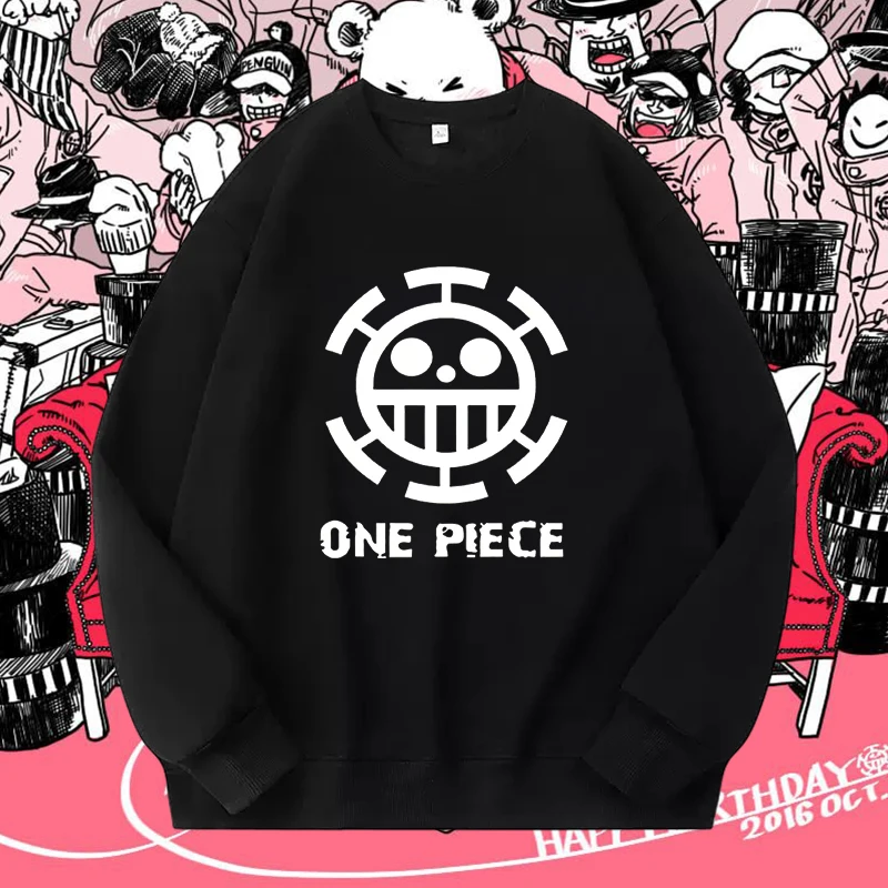 ONE PIECE Abbigliamento Modello Anime Trafalgar D. Water Law Maglione con cappuccio stampato in pile sciolto Studente Top primaverile e autunnale da uomo