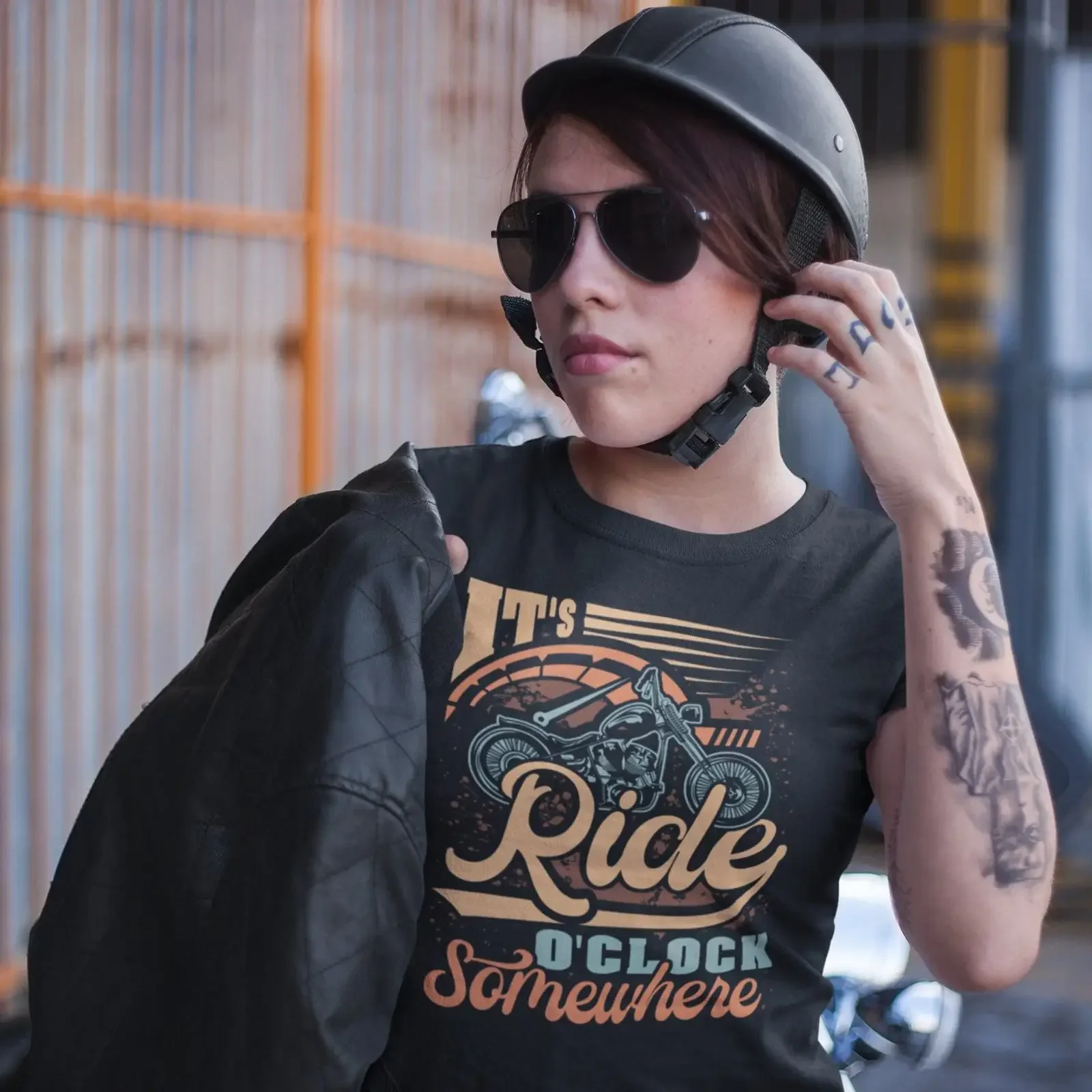 Its Ride O & 39 Clock Motorrad-T-Shirt für Biker, für Männer und Frauen, TH1043, Vintage-Waschung, Grafik, vielseitig, bequem, stilvoll
