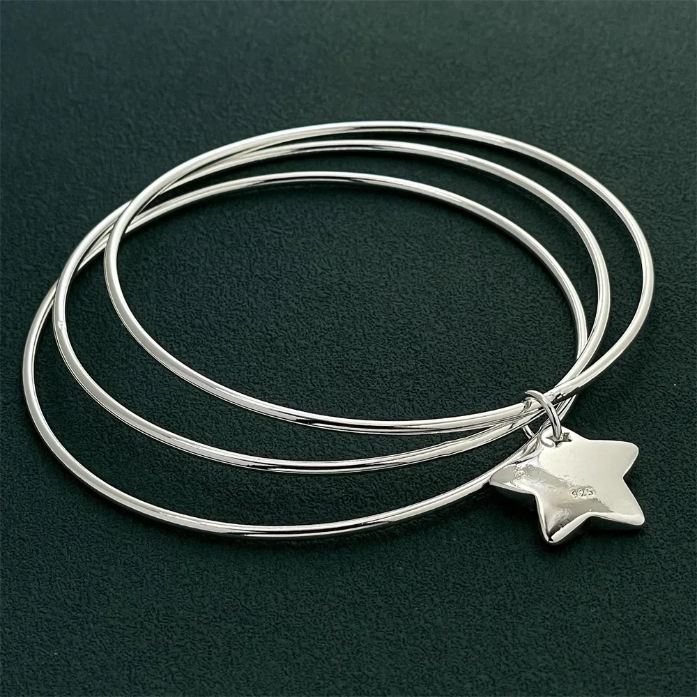 New 925 Sterling Silver Open Bracelet Suitable For Men And Women To Wear Or Give As Gifts