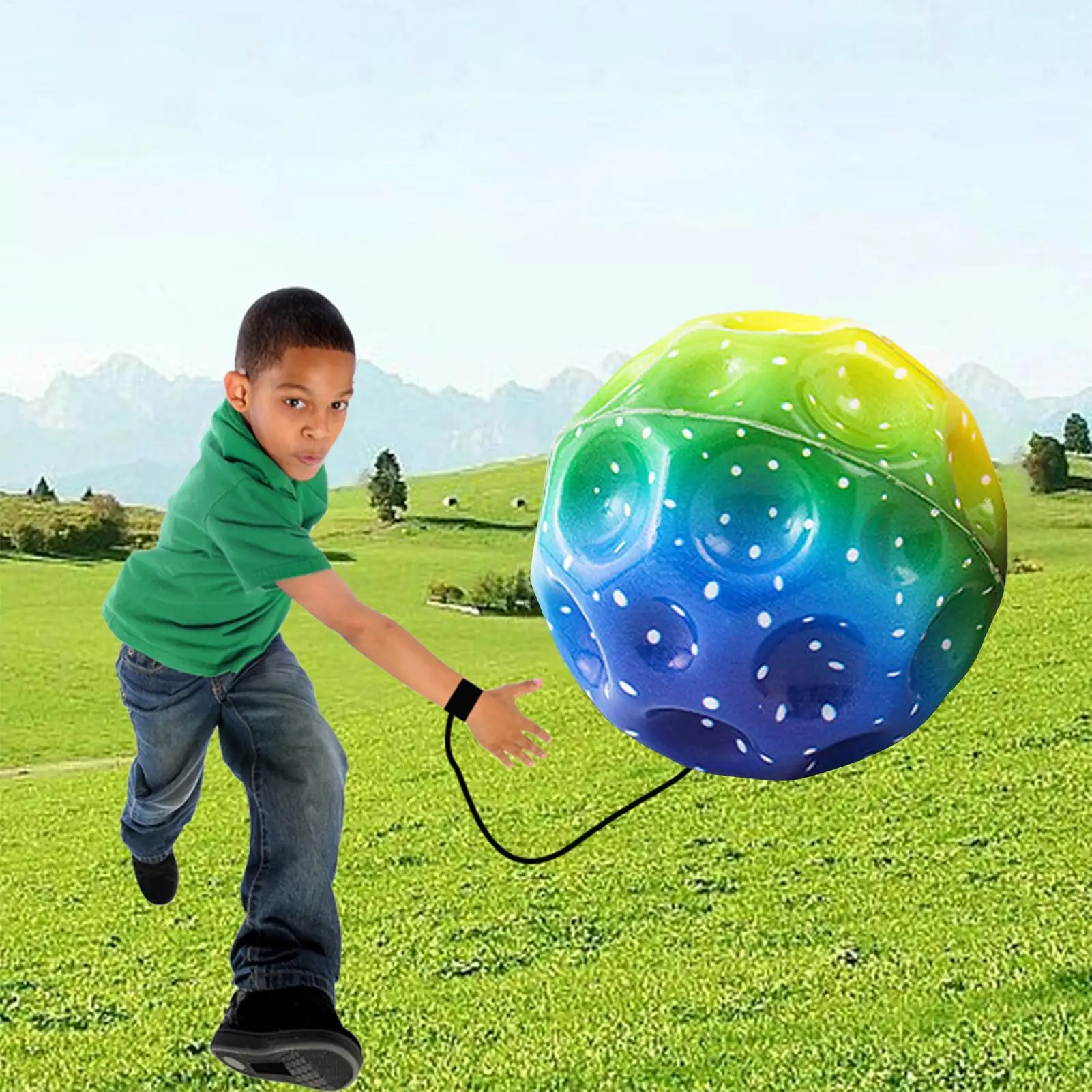 Wrist Rebound Elastic Ball Strap Portable Hole Ball Toy Outdoor Indoor Throwing and Catching Game Children's Entertainment Toy