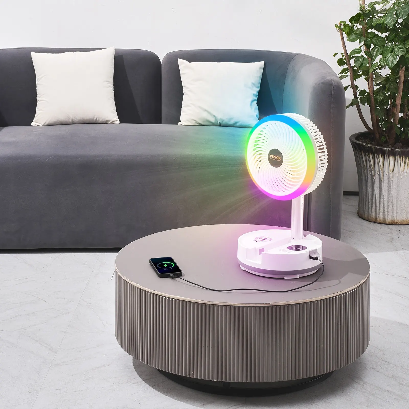 

10 Inch Foldable Rechargeable Oscillating Fan 3 In 1 Remote 9 Speeds
