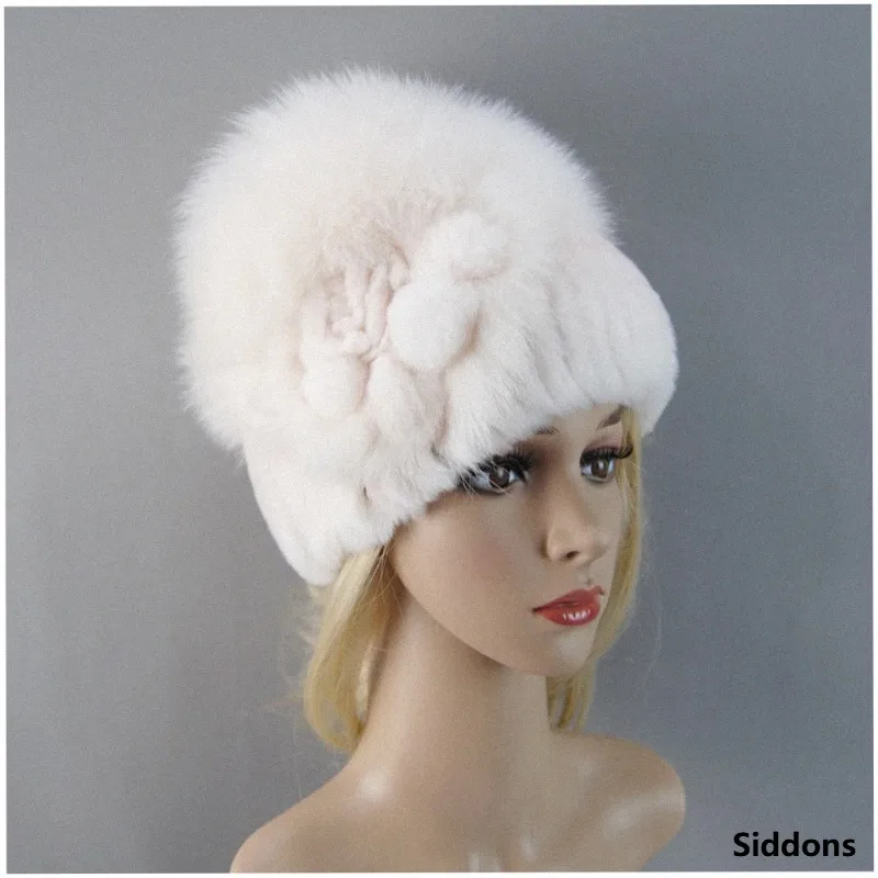 2025 Winter Women 100%Natural Rex Rabbit Fur Cap Lady Warm Authentic Rex Rabbit Fur Caps Good Elastic Real Fur Hats Warm Beanies