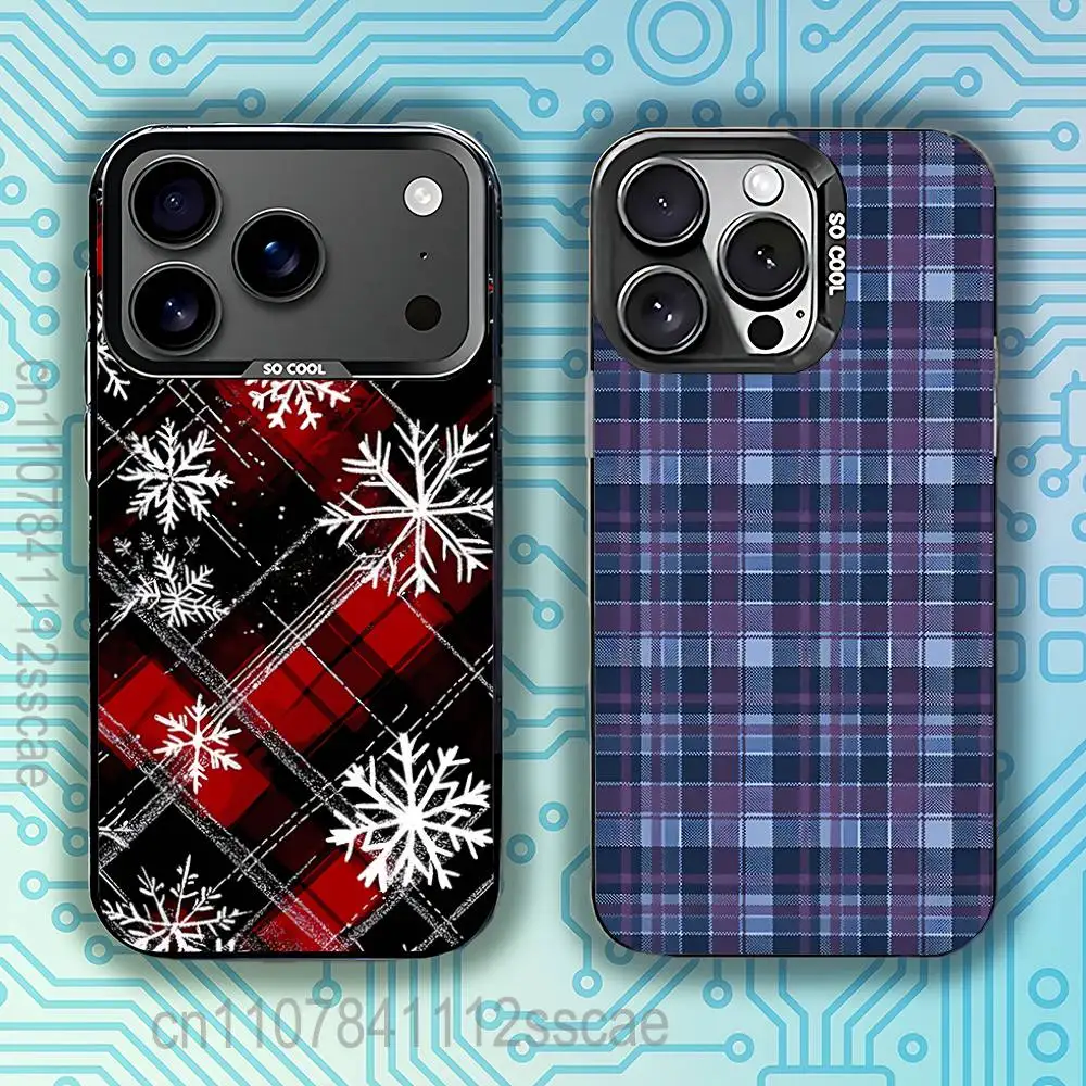 

Чехол для телефона из шотландской клетчатой ткани для iPhone 17,16,15,14,13,12,11,Pro,Max,Plus,E,Air,Mini Black IMD Cover